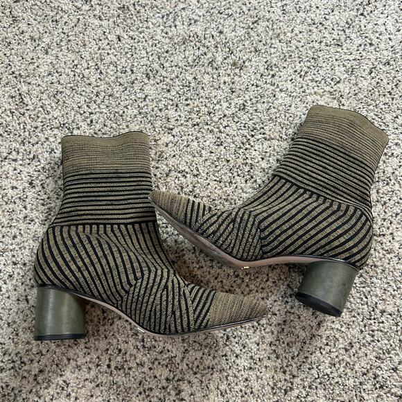 Anthropologie Vicenza Sock Ankle Boots Size 6 Pointed Toe Stretch Brown Black - Picture 9 of 11